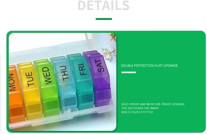 Weekly Pill Organizer 4 Times a Day, Large Pill Dispenser 7 Day with 28 Extra Large Compartments, Portable Travel Pill Box AM PM Morning Noon Evening Bedtime Medication Organizer for Vitamins Fish Oil
