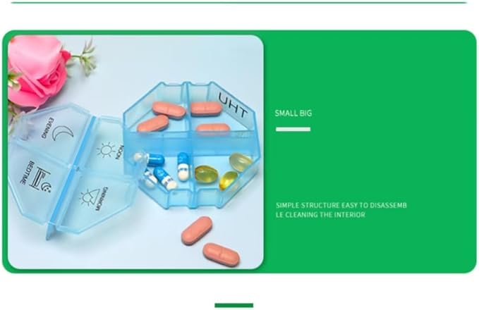 Weekly Pill Organizer 4 Times a Day, Large Pill Dispenser 7 Day with 28 Extra Large Compartments, Portable Travel Pill Box AM PM Morning Noon Evening Bedtime Medication Organizer for Vitamins Fish Oil