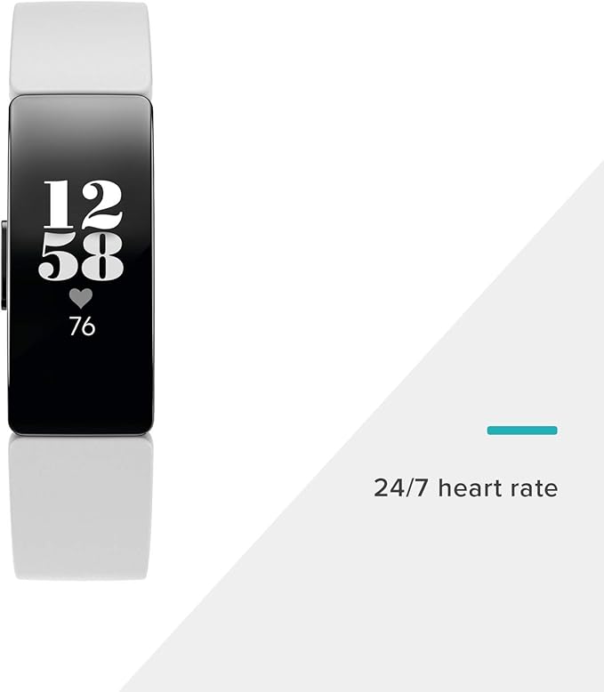 Fitbit Inspire HR Heart Rate and Fitness Tracker With S and L Bands, White, One Size, 1 Count
