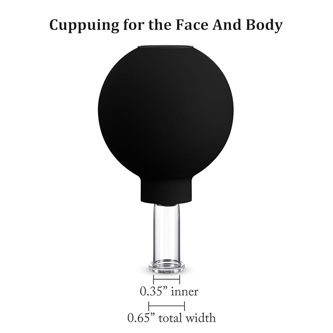 Nuanchu Facial Cupping Cup Glass Face Cup Silicone Cupping Massage Vacuum Suction Mug for Body Face Leg Arm Back Shoulder Muscle and Joint(Black,0.35 Inch Diameter)