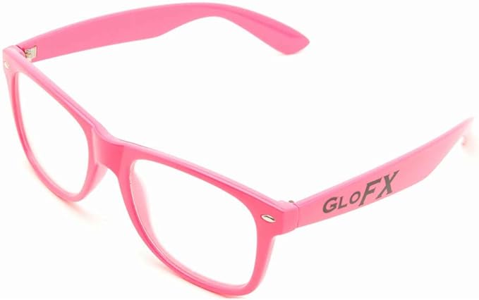 GloFX Ultimate Diffraction Glasses - Pink - 3D Prism Rainbow Effect - Great Edm, Festival, Concert, Fireworks, Christmas Lights, and Rave Accessory - Pink Frames
