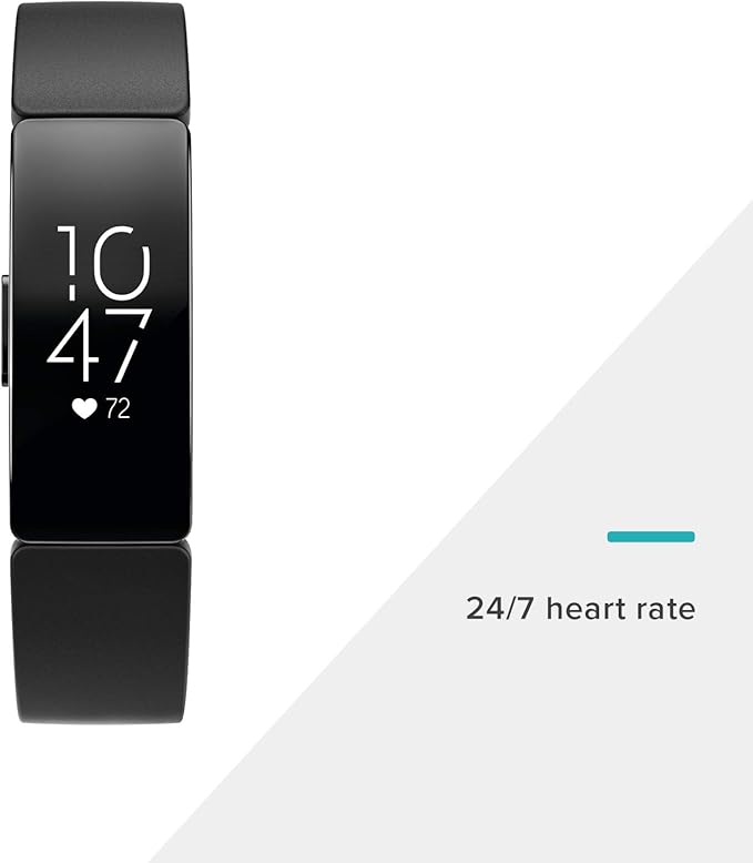 Fitbit Inspire HR Heart Rate and Fitness Tracker, One Size (S and L Bands Included), 1 Count