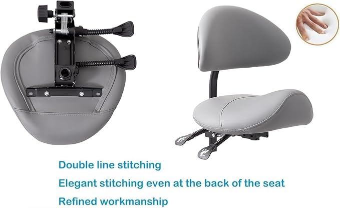 Saddle Stool Chair with Backrest and Footrest- Ergonomic Rolling Saddle Stools Hydraulic Swivel Adjustable Stool Esthetician Chair for Massage Beauty Salon Tattoo Dentist Clinic Home Office (Grey)