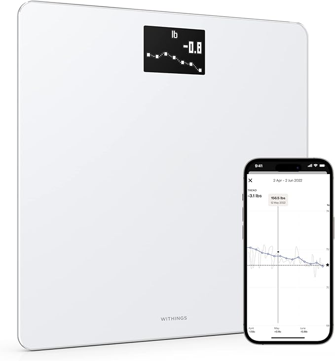 Withings Body - Digital Wi-Fi Smart Scale with Automatic Smartphone App Sync, BMI, Multi-User Friendly, with Pregnancy Tracker & Baby Mode