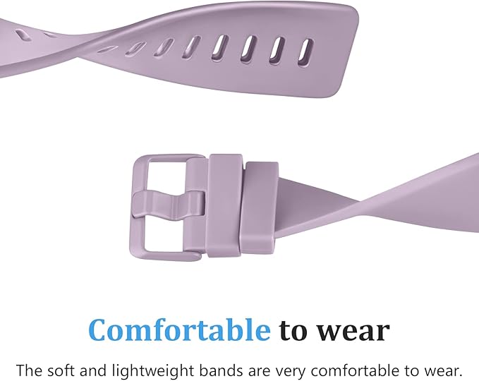 Mugust Sport Bands Compatible with Fitbit Versa 2 / Fitbit Versa/Versa Lite/Versa SE, Classic Soft Silicone Replacement Wristbands Straps for Fitbit Versa 2 Smart Watch Women Men (Large,Light Purple)