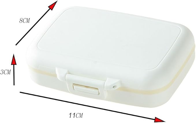 A-parts Pill Case Portable Waterproof Divided Vitamin Medicine Pill Box Tight Lock 6 Compartment for Daily Using, Color Off-White