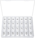 XL Pill Organizer 4 Times a Day, BUG HULL Extra Large Weekly Pill Box Case, 7 Day Vitamin Container Daily Pill Holder for Cod-liver oil, Vitamins, Supplements (White)
