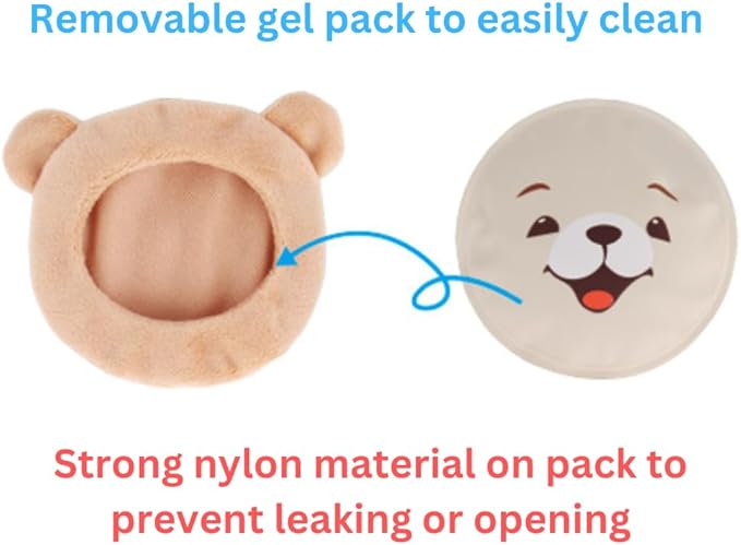 FOMI Ultra Strong Kids Hot Cold Ice Packs | 4 Pack | Soft Colorful Sleeves | Animal Designed Children Gel Bead Wrap | Pain Relief for Kids Boo Boos, Fever, Headaches | Strap to Hold in Place