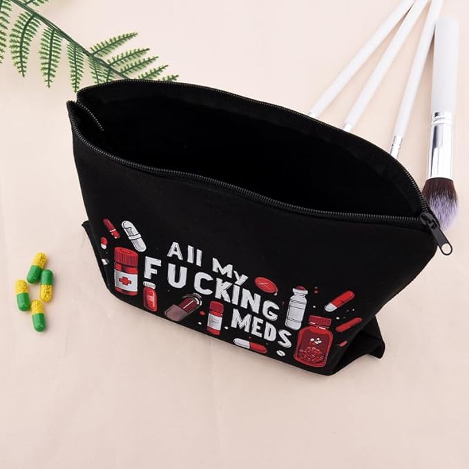 Medicine Storage Organizer Pouch Bag Travel Medication Bag Funny Pharmacist Gifts Physician Assistant Make Up Bags Family Nurse Practitioner Gifts for Women Men Cosmetic and Pill Bags Doctor Pouch