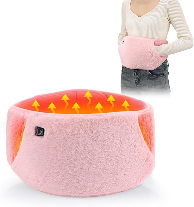 3-in-1 Pink Comfort Heating Belt: Soothing Warmth for Back & Abdomen + Cozy Hand Warmer, USB Powered Adjustable Heat Wrap for Women, 3-Temperature Settings