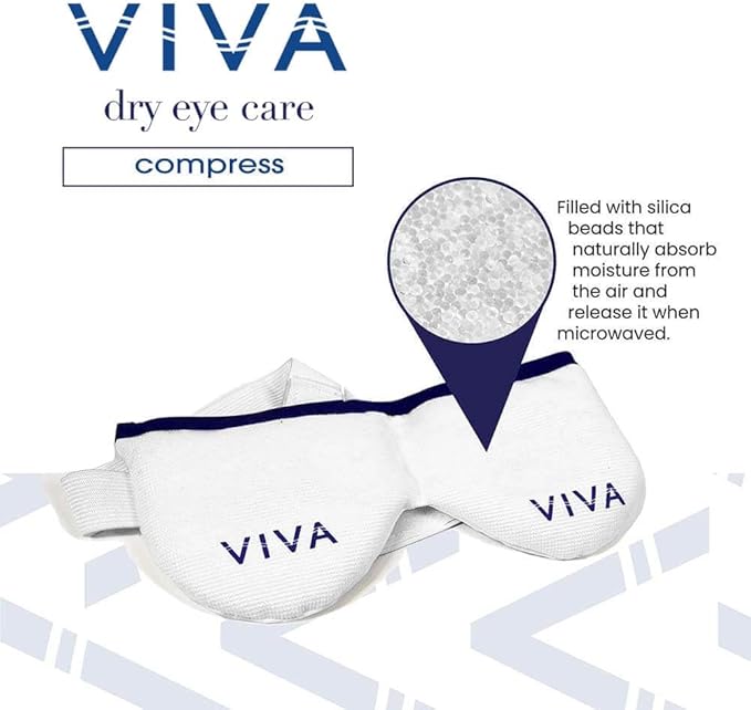 Viva Mask | Moist Heat Dry Eye Care Compress in Retail Box | Microwave Activated | Dry Eye Irritation Relief | Reusable, Non-allergenic, Washable | White