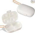 Travel Pill Organizer, Daily Pill Case for Vitamins, Pocket Medicine Organizer, 7 Day Divider Leak-Proof Portable Pill Case with Lanyard (White)