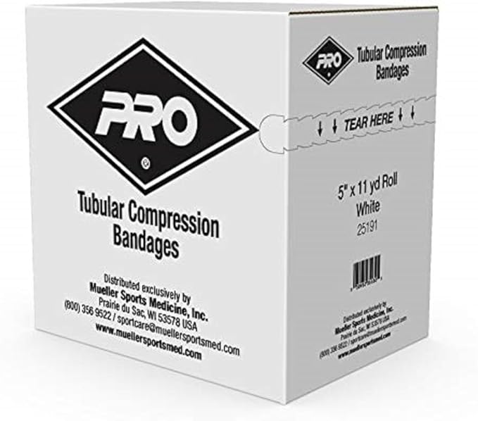MUELLER Sports Medicine Tubular Knit Compression Bandage, Compression Sleeve Support for Men and Women, Cut-to-Fit, Machine Washable, White, 5-Inches Wide