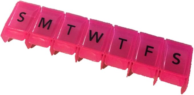 Apex 7- Day Push to Open Pill Organizer, 1x Per Day or AM/PM (1 Time Per Day, Berry (Pink))
