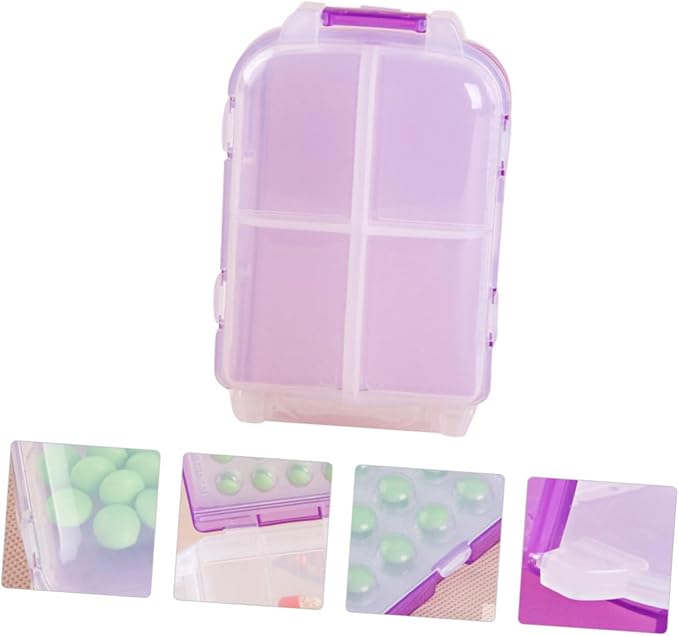 Beaupretty Three-layer Medicine Organizer Foldable Pill Box Large Capacity Plastic for Outdoor Travel Purple