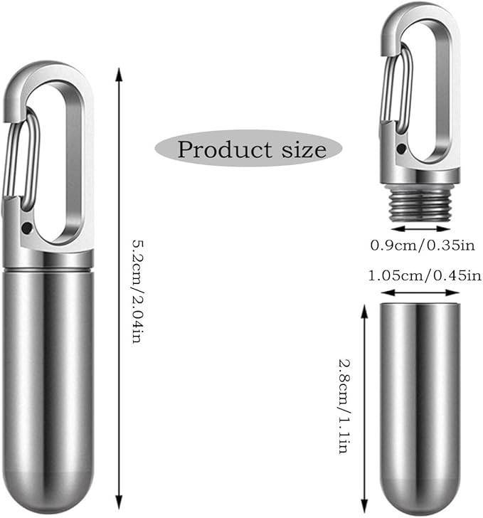Stainless Steel Pill Container, Sealing Waterproof Portable Keychain Pill Holder Keychain Pill Holder for Outdoor Travel Purse