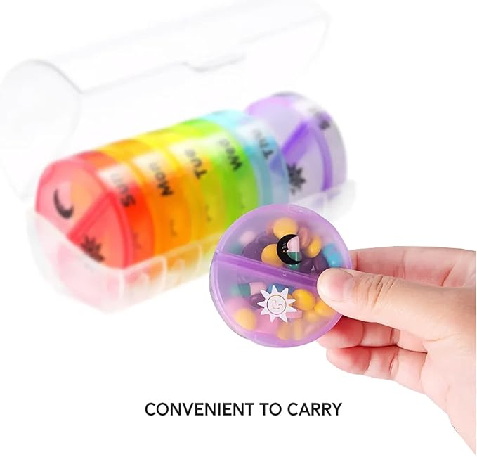 7-Day Pill Organizer with Two Compartments Per Day, Ideal for Pills/Vitamins/Fish Oil/Supplements Storage, BPA-Free and Easy to Clean (Clear)