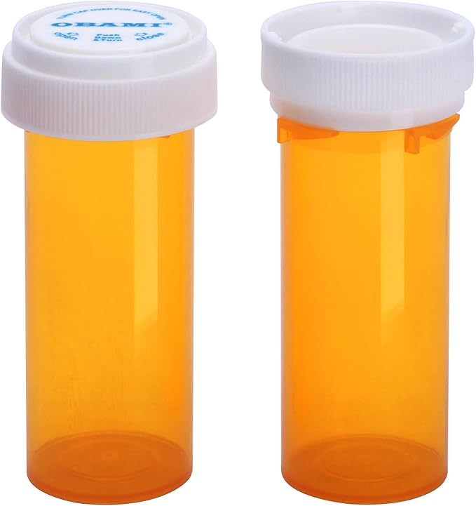 Plastic Empty Pill Bottles with Double Sided Use (Child Resistant & Easy Open) Caps - Medicine Container Pill Cases Dispensers Organizers (16 Dram, 12pcs)