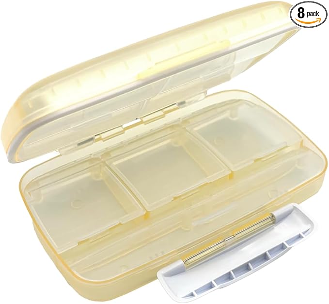 EZY DOSE Moisture-Proof Pill Case, Medicine Planner, Vitamin Organizer Box, Travel-Friendly, Latch-Closure to Secure Contents, 8 Individual Compartments of Multiple Sizes with Tight Seal, Large, Cream