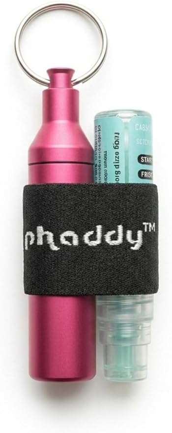 phaddy Keychain Pill Holder – Waterproof Airtight EDC Capsule Container, Aluminum Pill Box with Modular Band for Keys, Travel, Emergency Cash, Vitamins & Essentials (Pink, Standard)