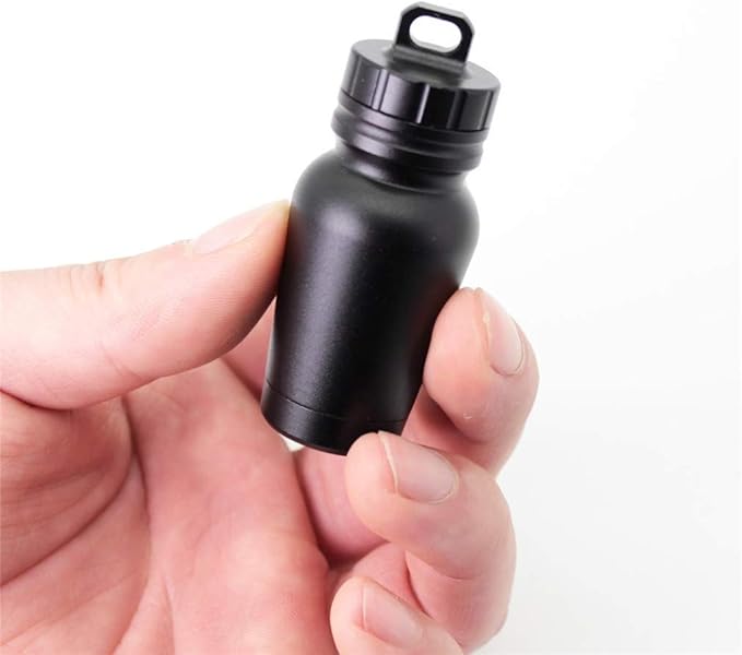 Waterproof Aluminum Pill Holder with Keychain Outdoor Medicine Bottle Seal First Aid Drug Holder