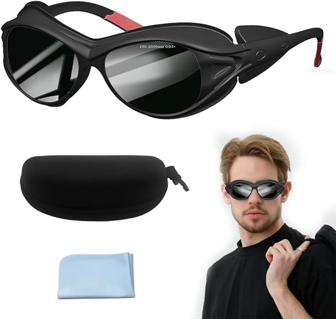 mozeeda Red Light Therapy Glasses, Professional Eyes Protection for Tanning Goggles, IPL Laser Safety Glasses Goggle 190-2000nm for Laser Hair Removal Treatment Red Light Therapy