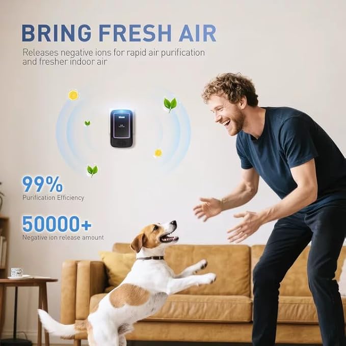 Air Ionizers for Home (3 Pack), Air Purifier Plug In, Portable Negative Ion Generator, Cat Litter Deodorizer, Ozone Free Quiet Air Freshener for Pet Odor, Bedroom & Office