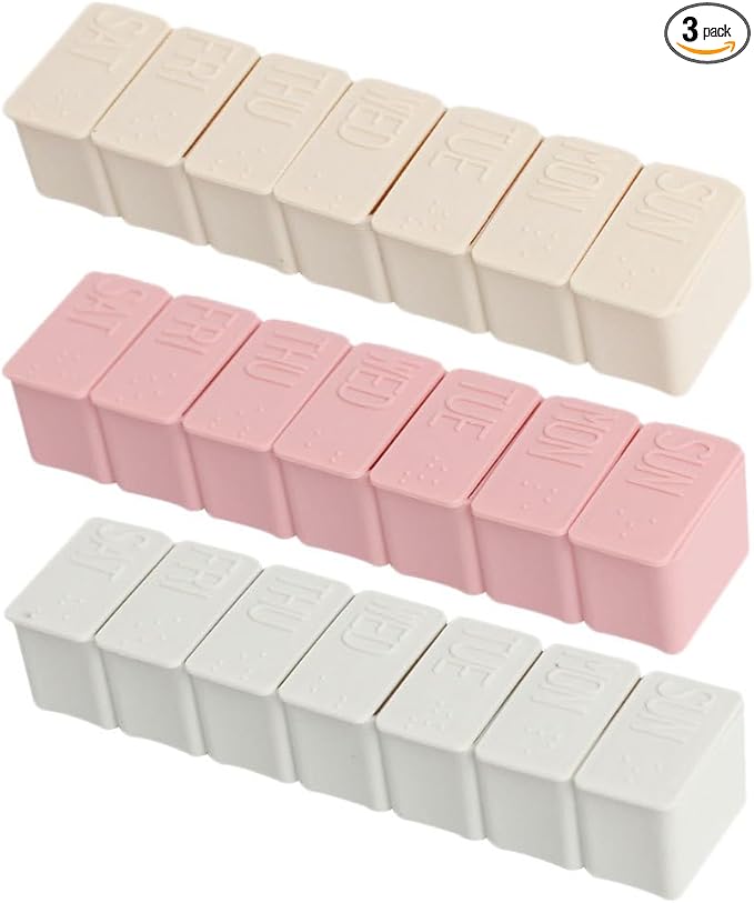 DOITOOL Weekly Pill Organizer 7-Day Portable Single Row Medicine Storage Case Travel Pill Box Lightweight Creative Piano Keyboard Design