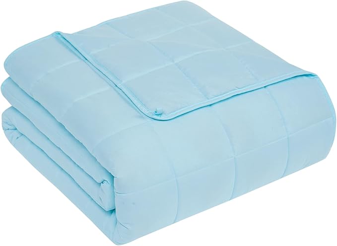 CuteKing Weighted Blanket for Adults: Weighted Blanket with Premium Glass Beads - Breathable Heavy Blanket for Comfort Sleep - Thick Blanket for Adult All Season (12lbs, 48"x72", Light Blue)