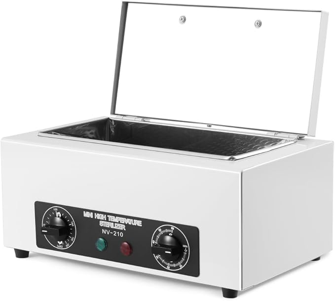 High Temperature Sterilizer Autoclave Machine for Metal Tools with Handle with Timer 110V 300W, 1.5L Capacity, for Dental Tools (White)