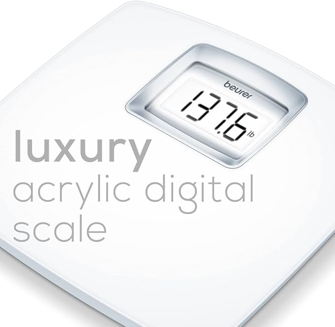 Beurer PS25 Digital Bathroom Scale for Body Weight – 400lb Capacity, Auto-Calibrate, XL Backlit Display – Glass, Precise and Accurate Body Scale
