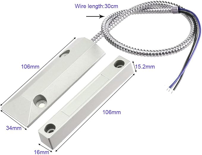 Rolling Door Contact Magnetic Reed Switch Alarm with 3 Wires for N.O./N.C. Applications OC-55