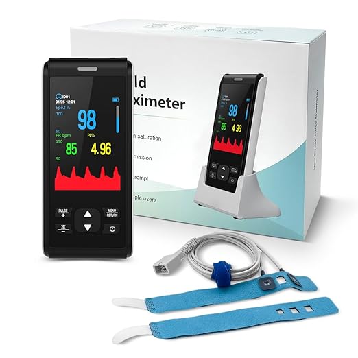 Pulse Oximeter Fingertip Infant Pulse Oximeter for Kids Overnight Continuous Pulse Oximeter Rechargeable Baby Oxygen Monitor Handheld Pulse Ox for SpO2 and Pulse Rate Continuous Baby Monitoring