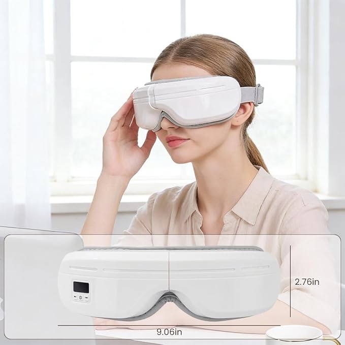 Rejuvenating Heated Eye Massager with 5 Modes, Portable & Foldable Sleep Mask for Migraine Relief and Strain Reduction, Bluetooth-Enabled Eye Massager for Relaxation, Ideal Gift for Parents