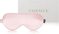 THXSILK Sleep Mask 100% 25 Momme Pure Mulberry Silk Super Smooth Cooling Sleep Eye Mask Blackout for Women/Man/Kids, Eye Cover with Wide Head Strap for Good Night Sleep, Charming Pink
