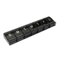 EZY DOSE Weekly (7-Day) Pill Case, Medicine Planner, Daily Vitamin Organizer Box, X-Large Push-Button Compartments, Convenient and Easy to Use, Arthritis Friendly, Transparent Lids, Black, BPA Free