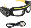 Safety Glasses with Lights LED - Rechargeable Work Glasses with Motion Sensor, Headlamp Glasses for Men Women, Hands-Free Light up Glasses for Running Camping Mechanic(Yellow)