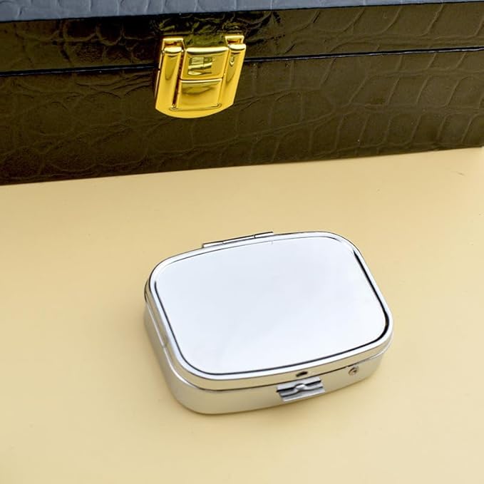 Custom Square Pill Case with Mirror, Personalized Pill Box Add Your Own Logo Text Picture Customized Tablet Vitamin Holder Organizer for Purse Pocket Travel Gifts