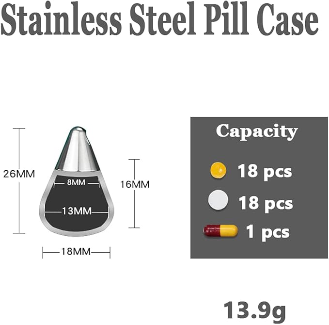 Stainless Steel Waterproof Pill Holder, Secret Pill Container Keychain, Mini Pill Case Screw Top Outdoor Pill Box, Portable Travel Camping Pill Bottle, Pocket Pill Carrier for Men and Women