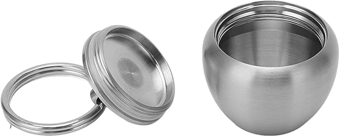 Stainless Steel Case, Mini Portable Metal Small Box Sealed Jar Keychain Pendant Organizer Stainless Steel Organizer Keychain Holder