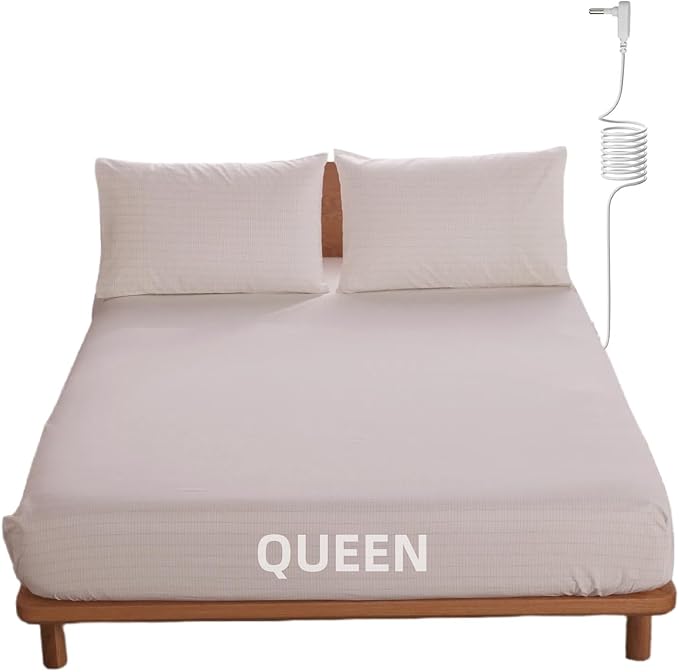 OKOHEY Grounding Fitted Sheets with 15ft Earthing Cord, Queen Size, 90% Organic Cotton + 10% Silver Fiber, Soft & Breathable Grounded Sheet for Better Sleep and Enhanced Wellness, Off White