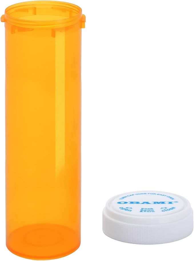 Plastic Empty Pill Bottles with Double Sided Use (Child Resistant & Easy Open) Caps - Medicine Container Pill Case Dispenser Organizers (60 Dram, 12pcs)