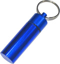 Sealed Jar Keychain Screw Lid Aluminum Alloy Waterproof Portable Small Travel Medicine Bottle Hanging Mini Tablet Pill Storage Bottle Container Holder Key Ring Dark Blue