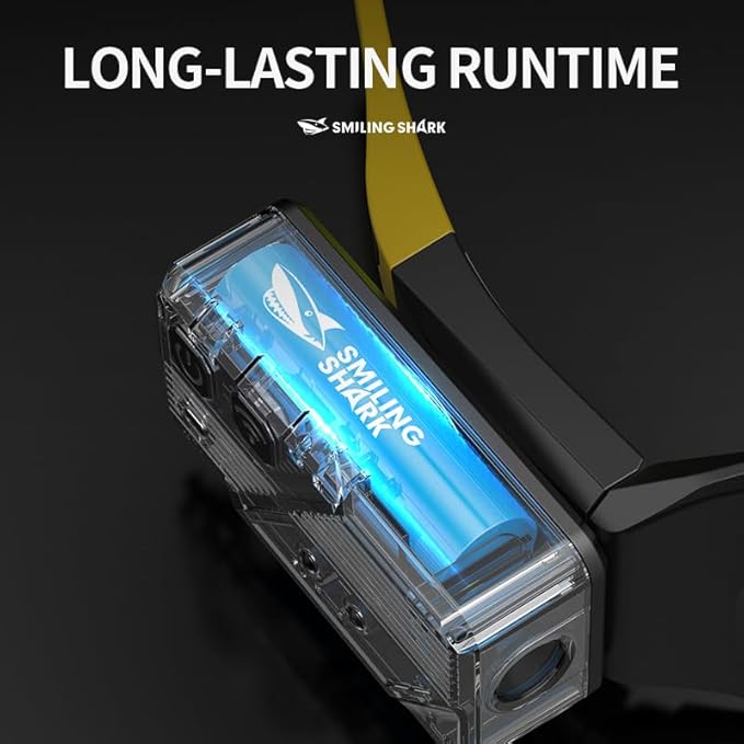 LED Glasses Rechargeable Headlight with Motion Sensor and Touch Control, 5 Modes USB C Lighted Glasses for Running Camping, Fishing, Cycling, Hiking, Hands-Free Lighting (Yellow)
