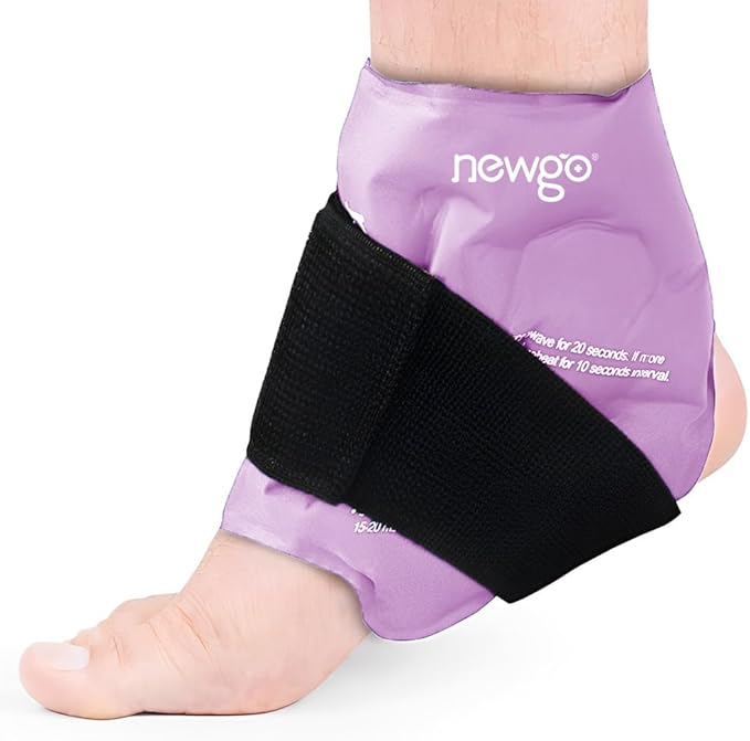 NEWGO Ankle Ice Pack Wrap for Sprained Relief, Ice Pack for Ankle Inuries Reusable, Cold Therapy for Ankles Swelling, Post Surgery Recovery - Purple