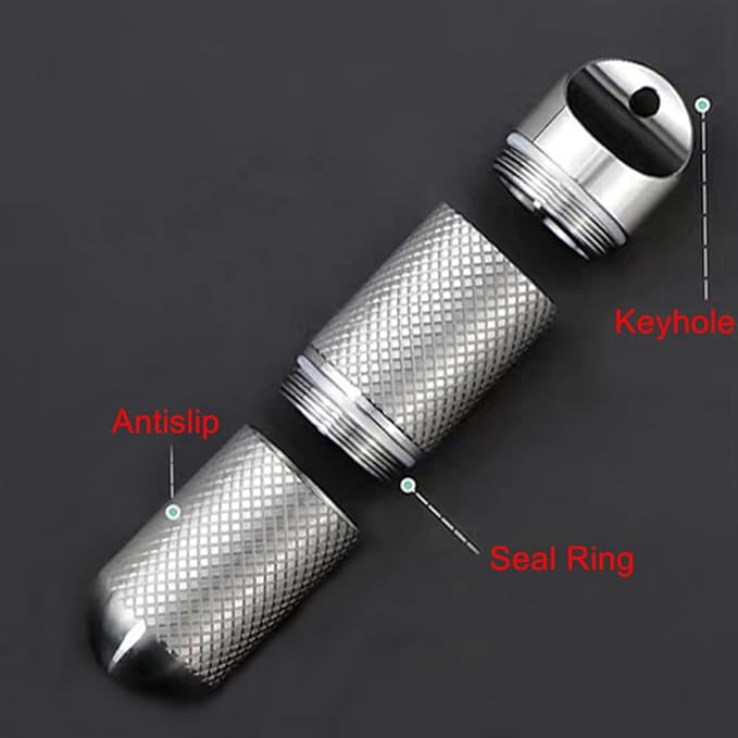2 Compartments Design Titanium Portable Keychain Pill Holder, Waterproof Pill Box Container Mini Pill Organizer for Travel Purse Pocket