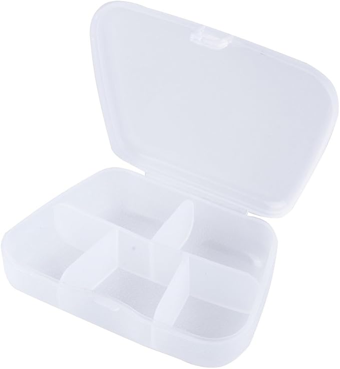 Pill Box,dezirZJjx Premium 5 Compartments Medicine Case Pills Tablet Jewelry Box Organizer Container - White