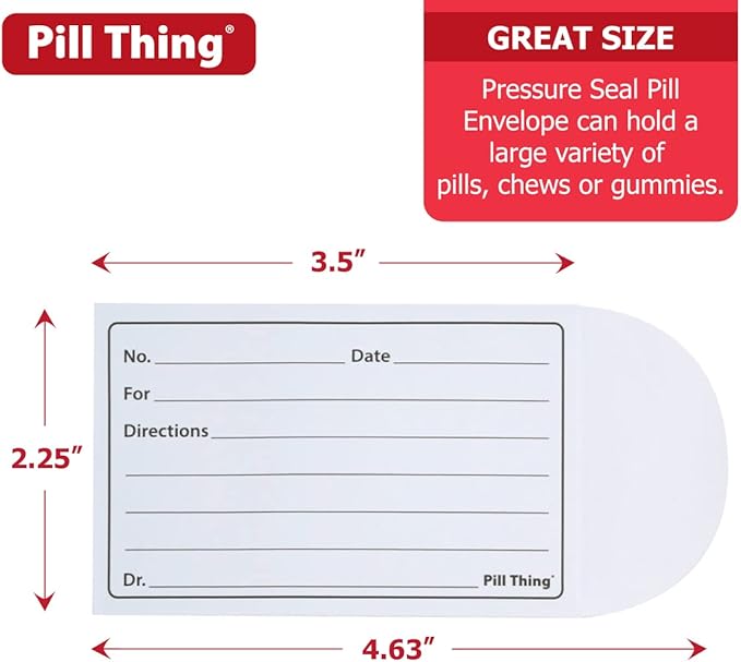 Peel and Seal Printed Pill Envelopes, 3.5" x 2.5", Easy-to-Fill Design, Secure Resealable Closure, Fits Various Medication Sizes (Yellow, 200 Pack)