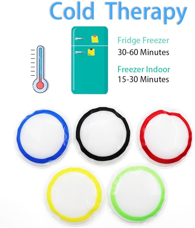 Boo Boo Ice Pack for Kids, Small Ice Pack for Injuries Cold Compress Gel Pack Cold Therapy for Scrape Knee, Bump Head, Hurt Elbow, Hit Thumb (5 Count (Olympic Ring))