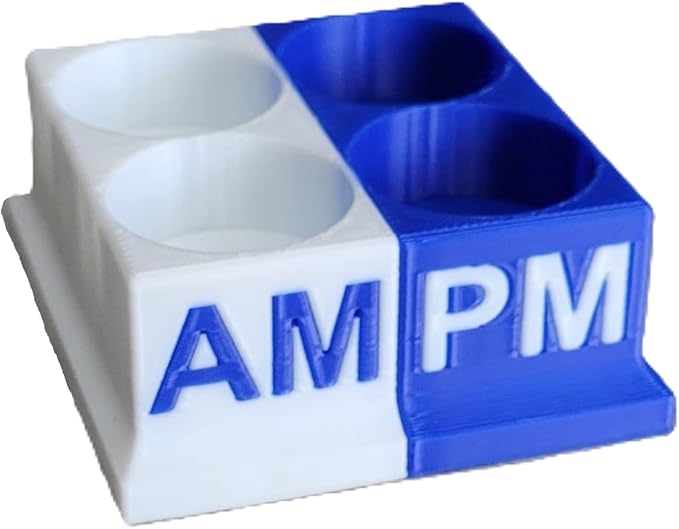 Znet3D Eye Drops Bottle Organizer & Tracker – AM/PM 4-Slot (White/Blue)